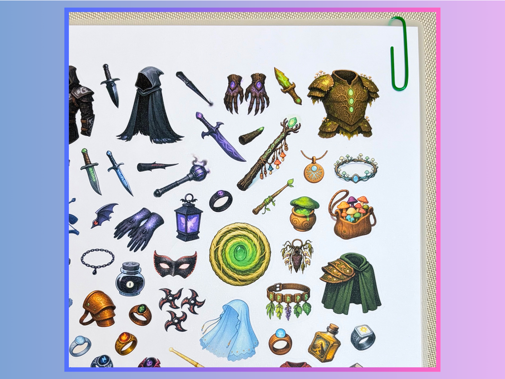 Magic Items, Vol. 2 - Druid, Rogue, Paladin, Sorcerer | Modular Inventory Sticker Sheet