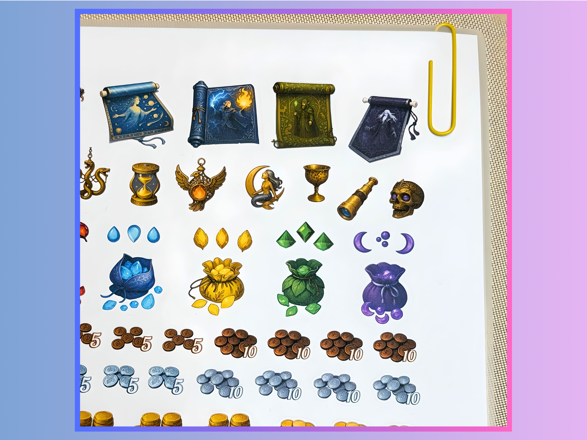 Gold Pieces (Elf)  - Modular Inventory Sticker Sheet for RPGs - Reusable on any paper