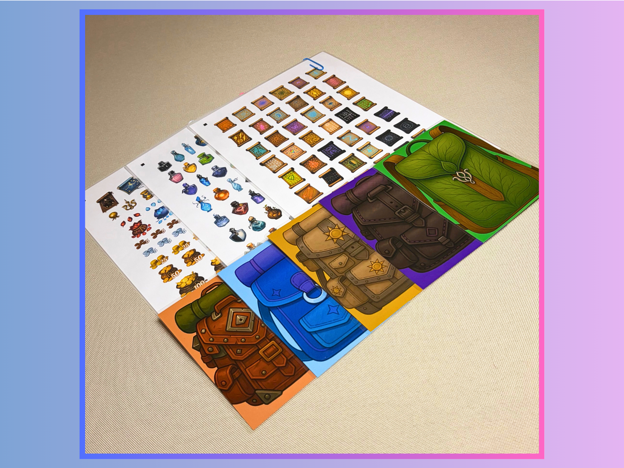 Reusable Inventory Tokens for RPGs - Consumables Bundle - Potions, Scrolls, Gold Pieces Stickers