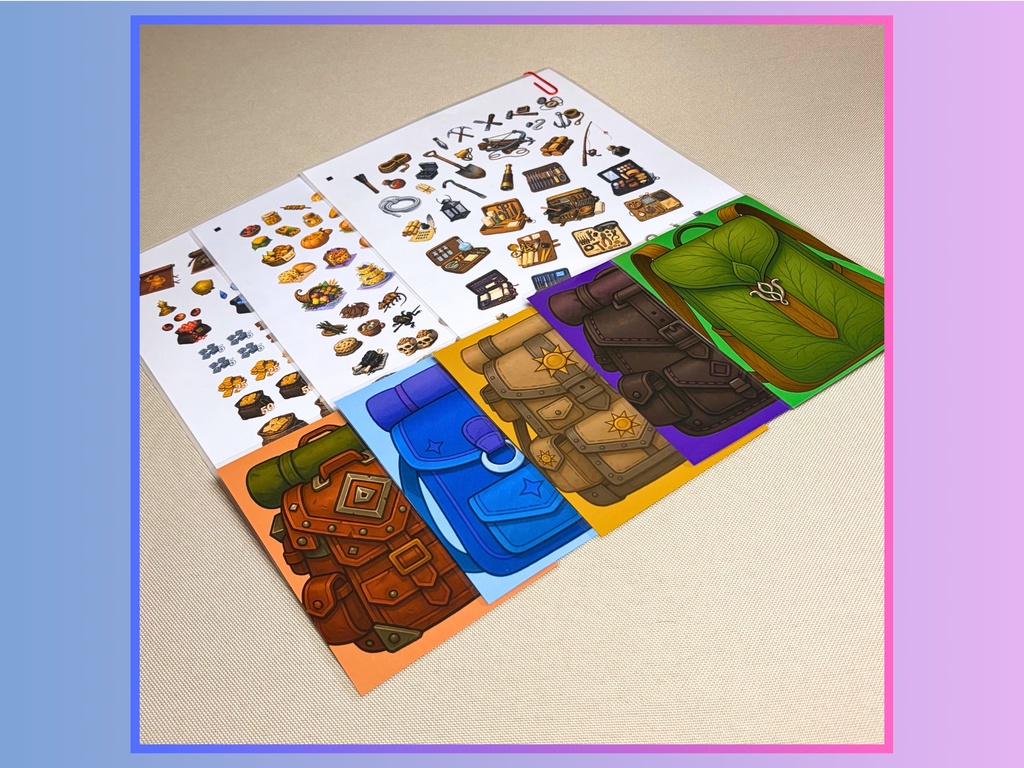 Reusable Inventory Tokens for RPGs - Common Items Bundle - Tools, Foods, Treasure Stickers
