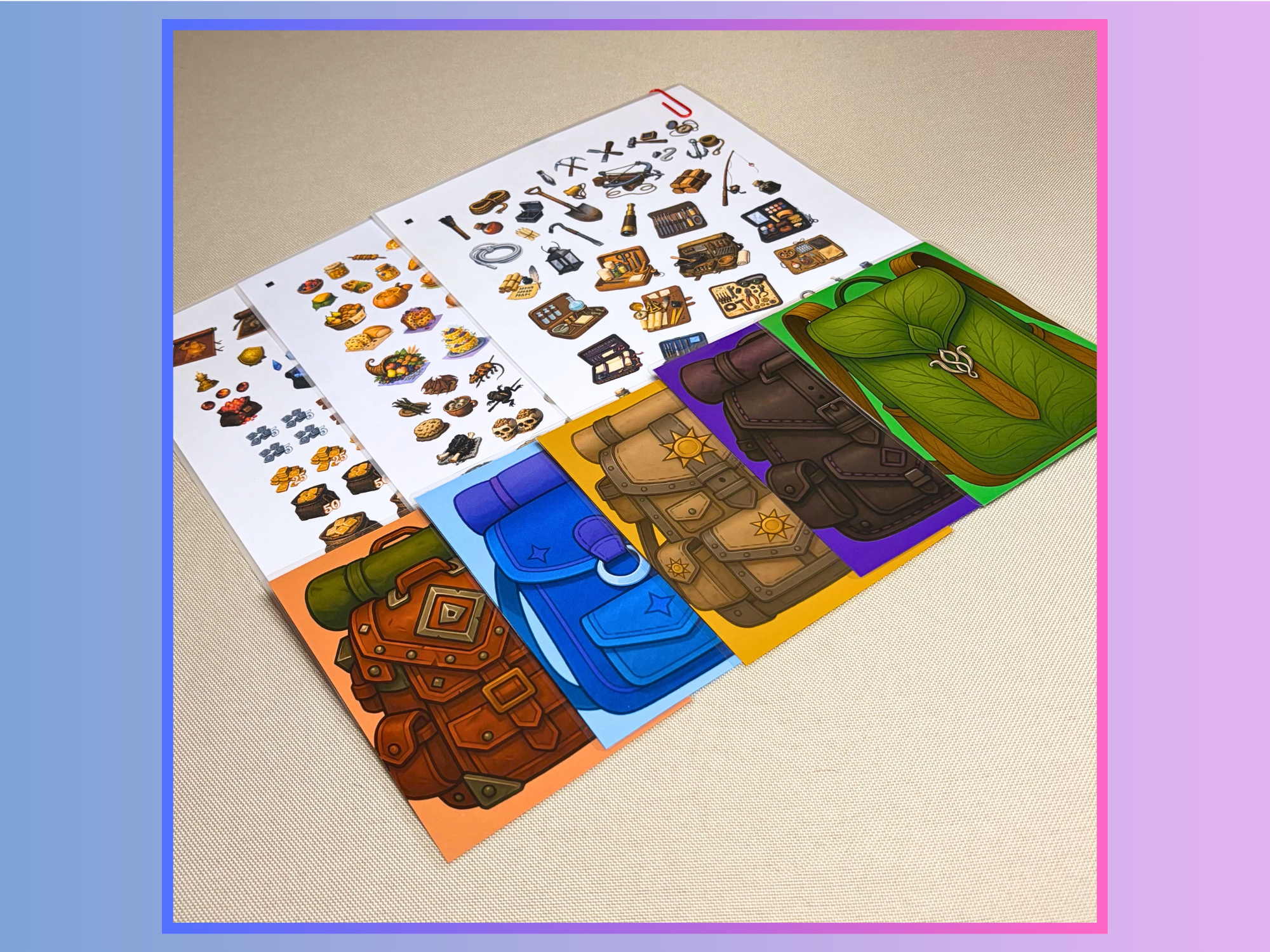 Reusable Inventory Tokens for RPGs - Common Items Bundle - Tools, Foods, Treasure Stickers