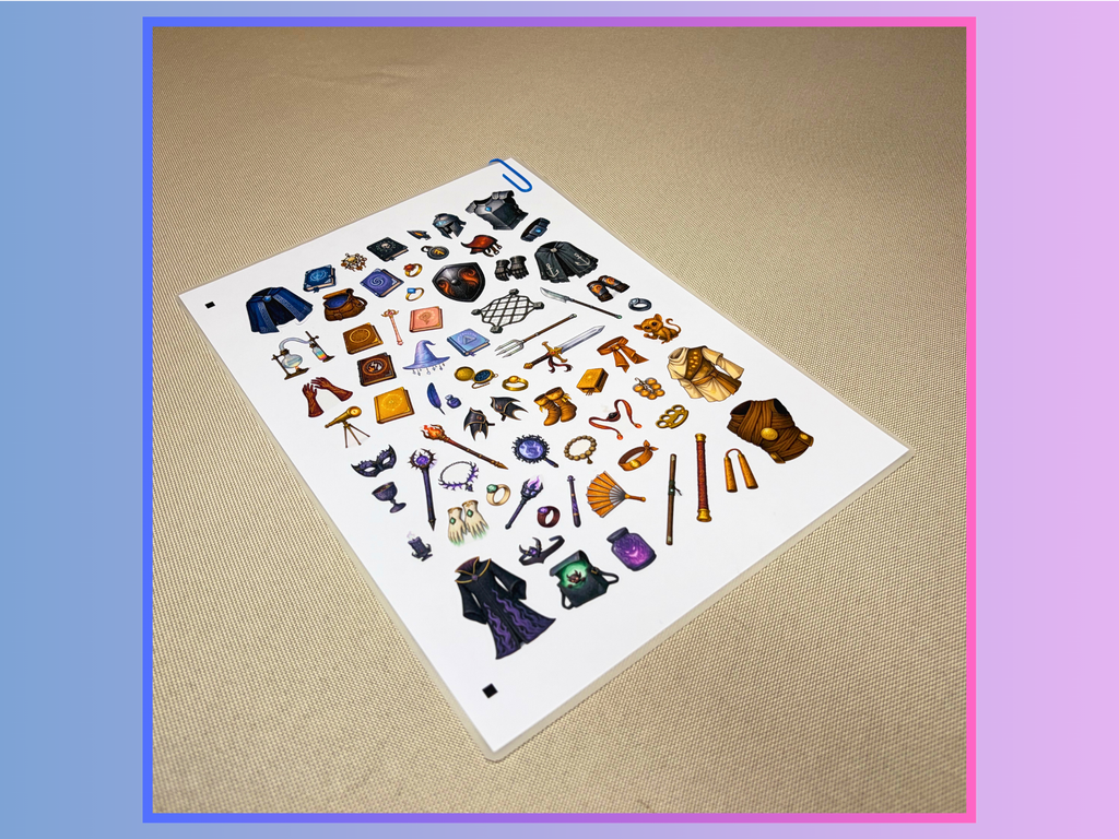 Magic Items, Vol. 3 - Monk, Warlock, Wizard, Fighter | Modular Inventory Sticker Sheet
