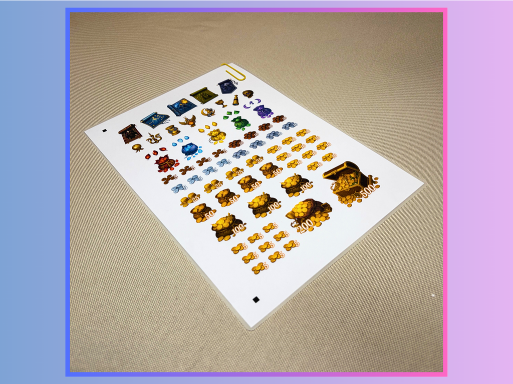 Gold Pieces (Elf)  - Modular Inventory Sticker Sheet for RPGs - Reusable on any paper