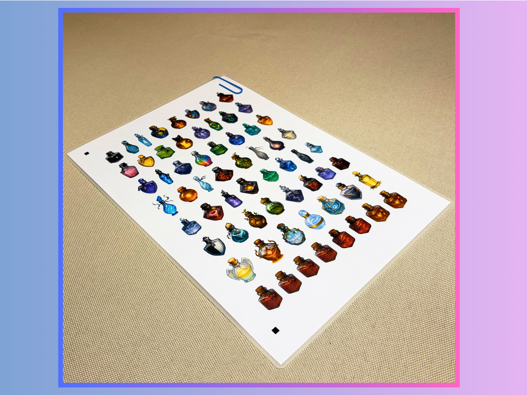 Potions, Vol. 1 - Repositionable A4 Inventory Sticker Sheet