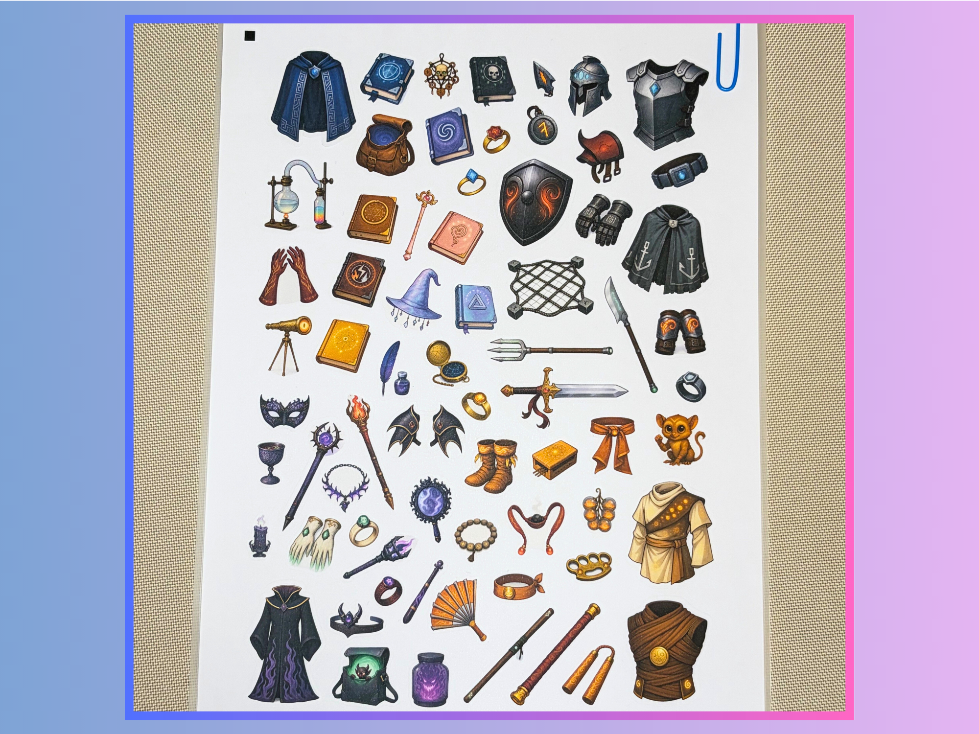 Magic Items, Vol. 3 - Monk, Warlock, Wizard, Fighter | Modular Inventory Sticker Sheet