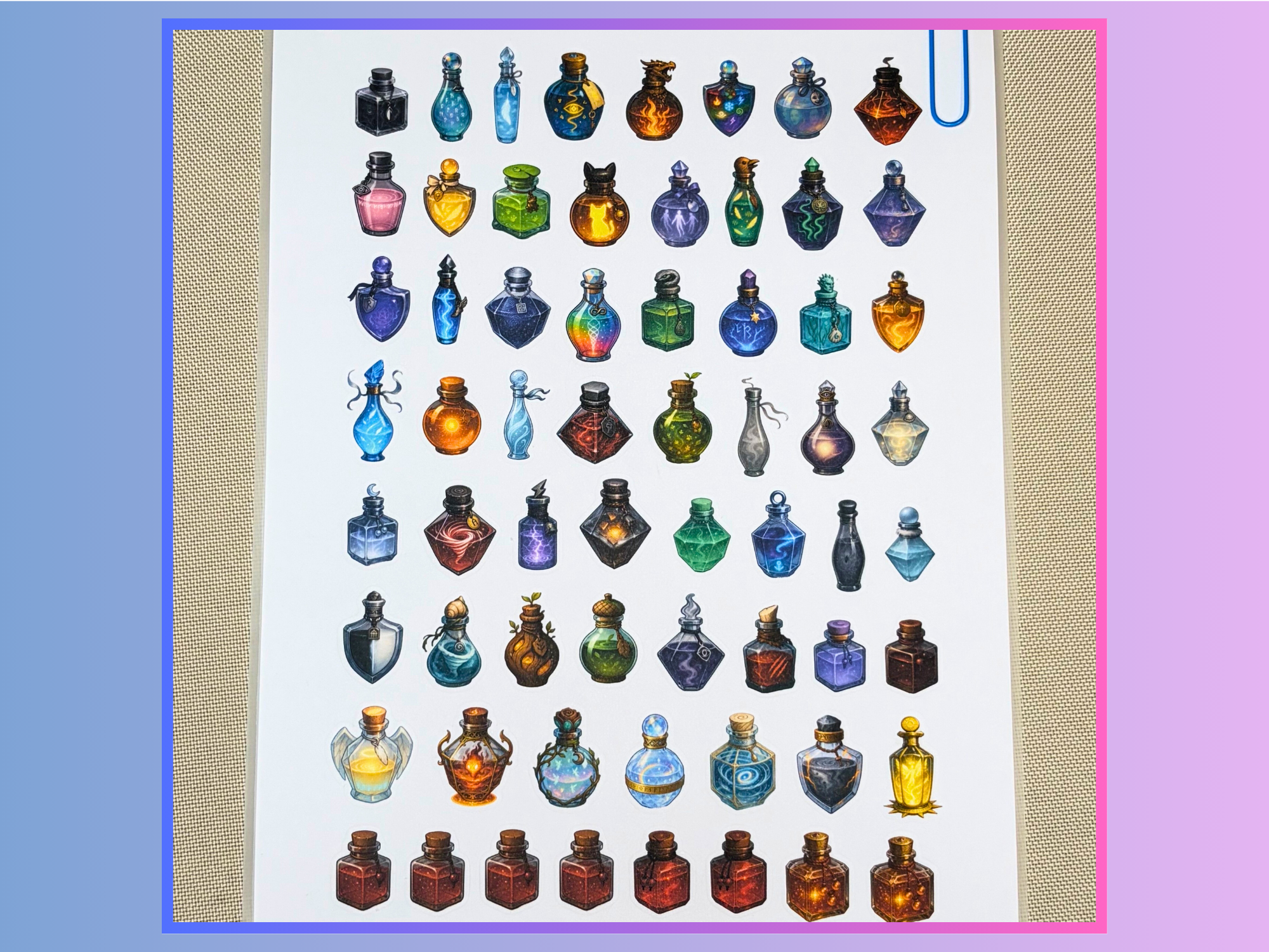 Reusable Inventory Tokens for RPGs - Consumables Bundle - Potions, Scrolls, Gold Pieces Stickers
