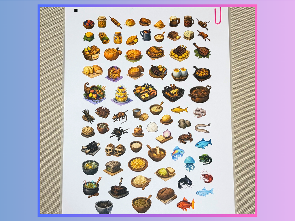 Foods, Vol. 1 - Repositionable A4 Inventory Sticker Sheet
