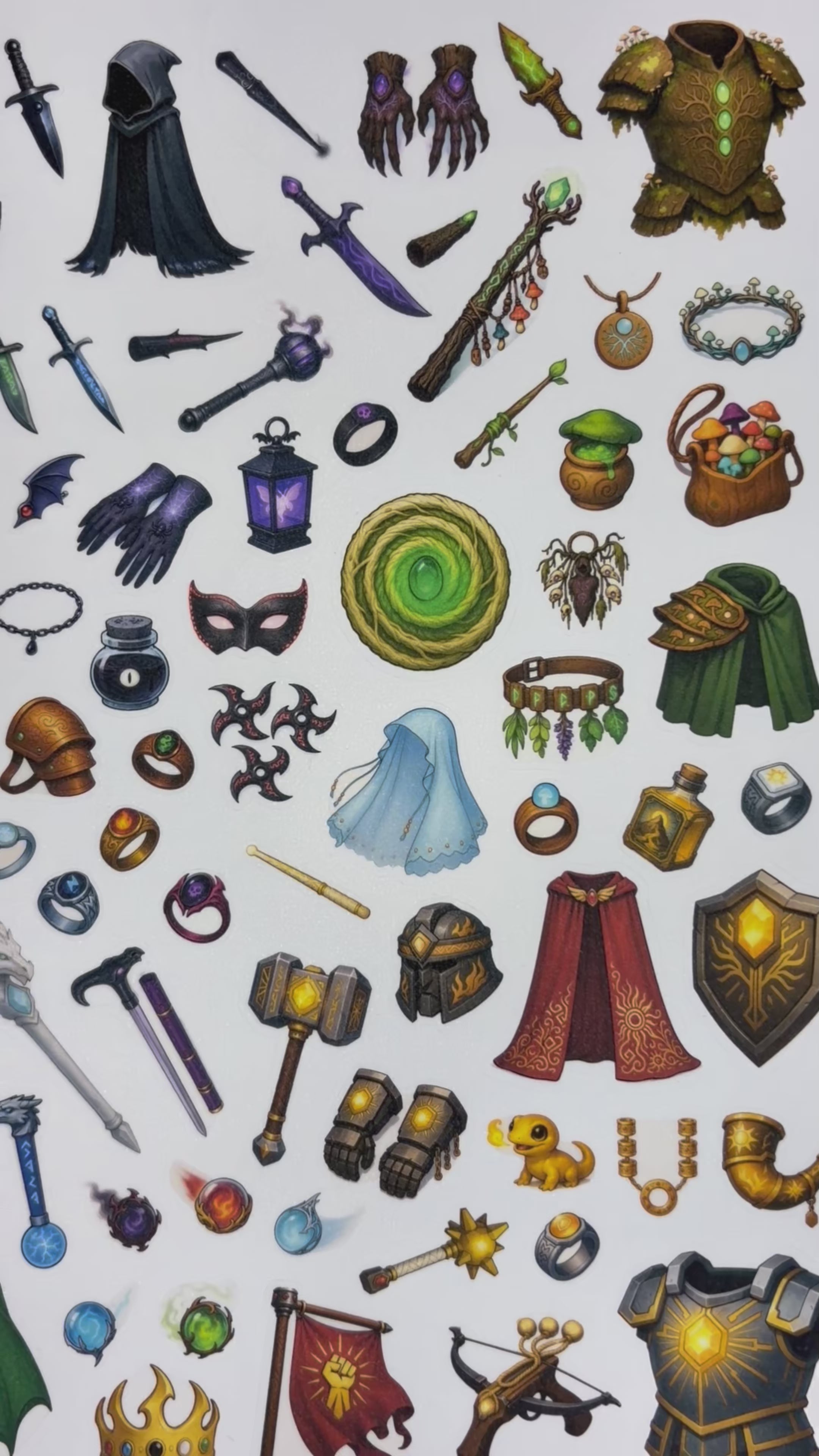 Magic Items, Vol. 2 - Druid, Rogue, Paladin, Sorcerer | Modular Inventory Sticker Sheet