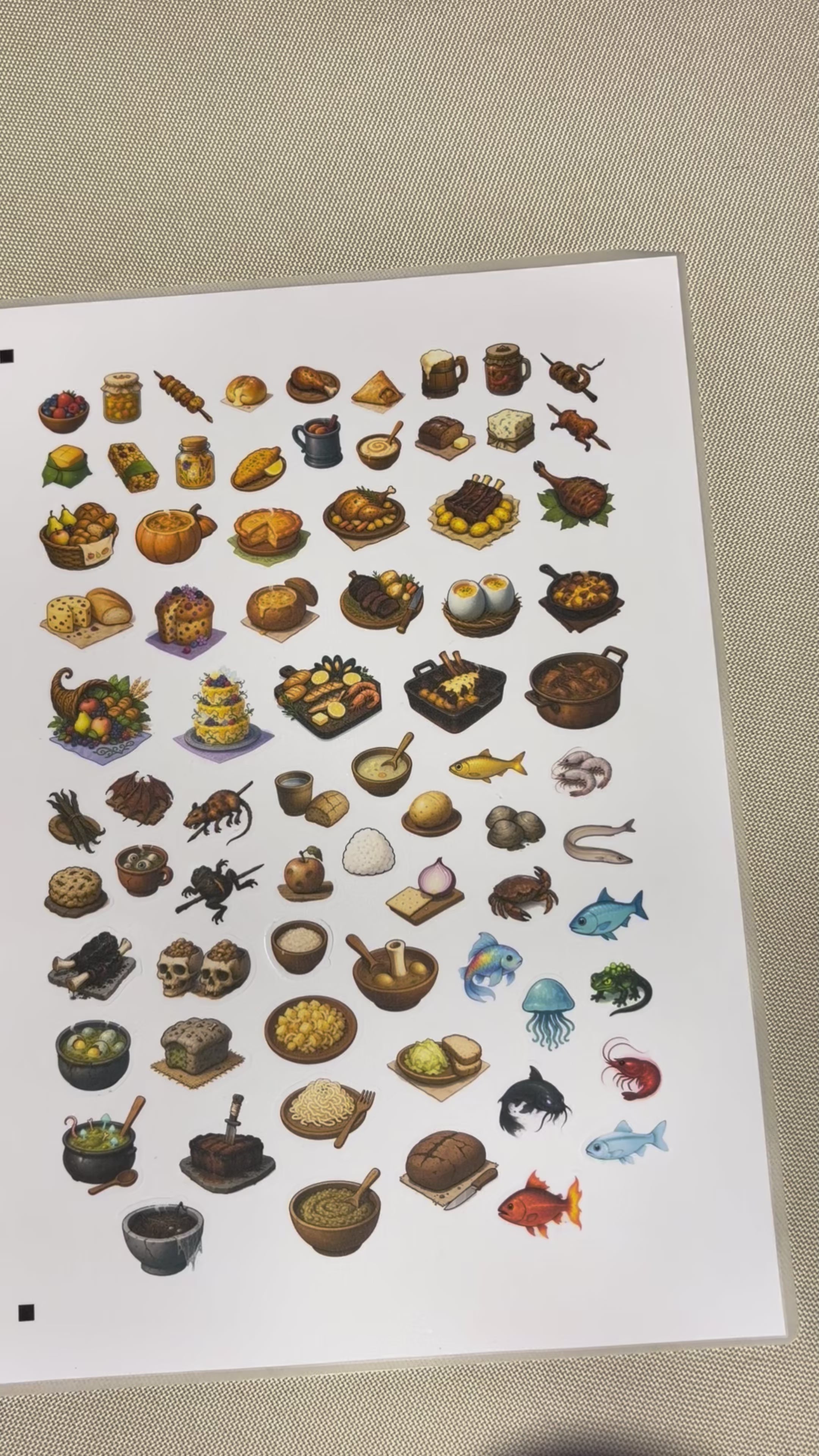 Reusable Inventory Tokens for RPGs - Common Items Bundle - Tools, Foods, Treasure Stickers