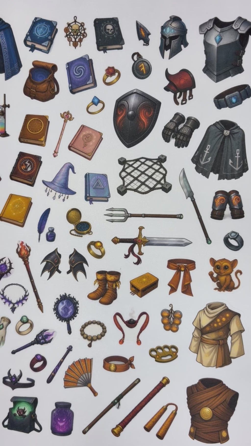 Magic Items, Vol. 3 - Monk, Warlock, Wizard, Fighter | Modular Inventory Sticker Sheet