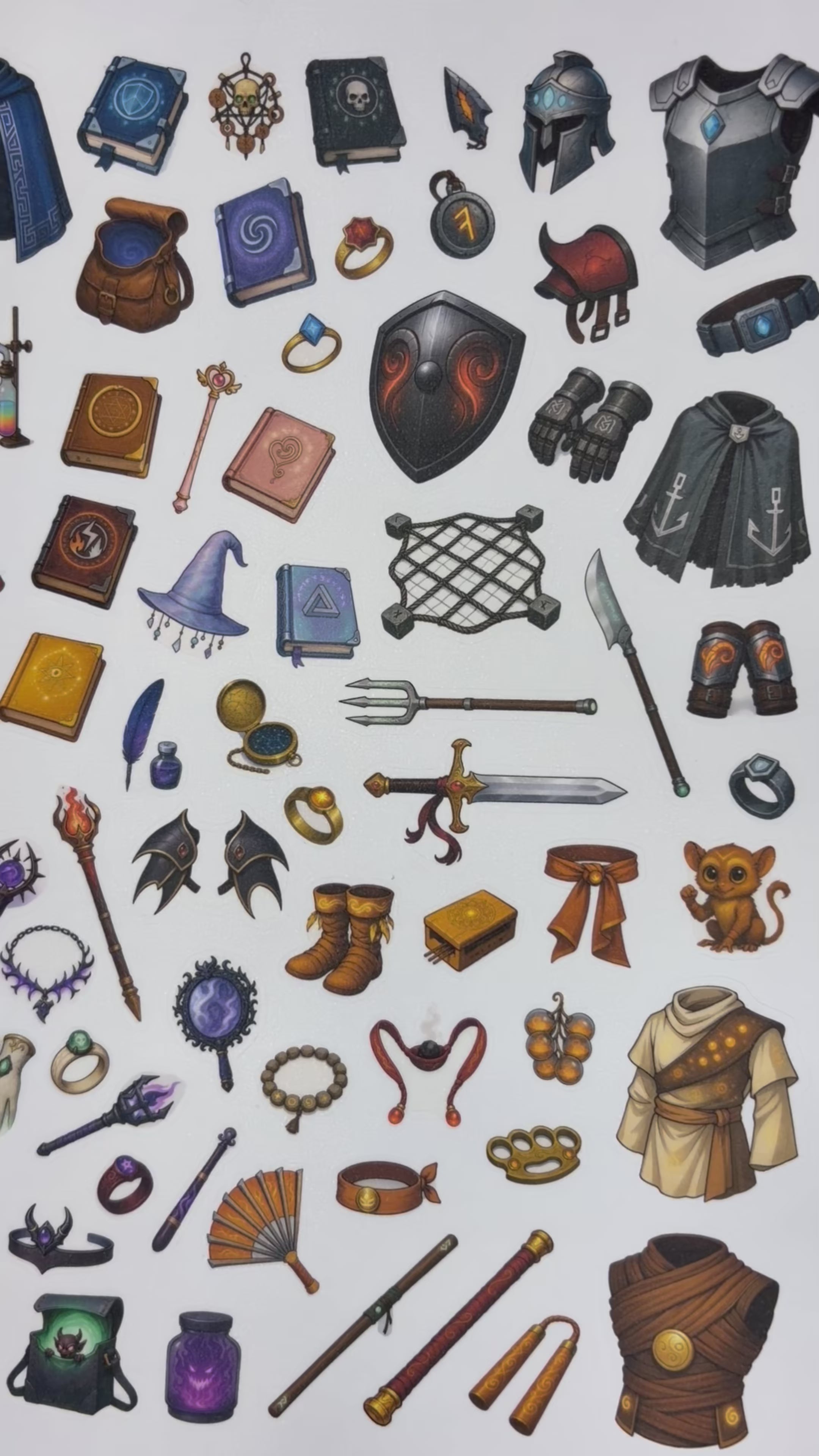 Magic Items, Vol. 3 - Monk, Warlock, Wizard, Fighter | Modular Inventory Sticker Sheet