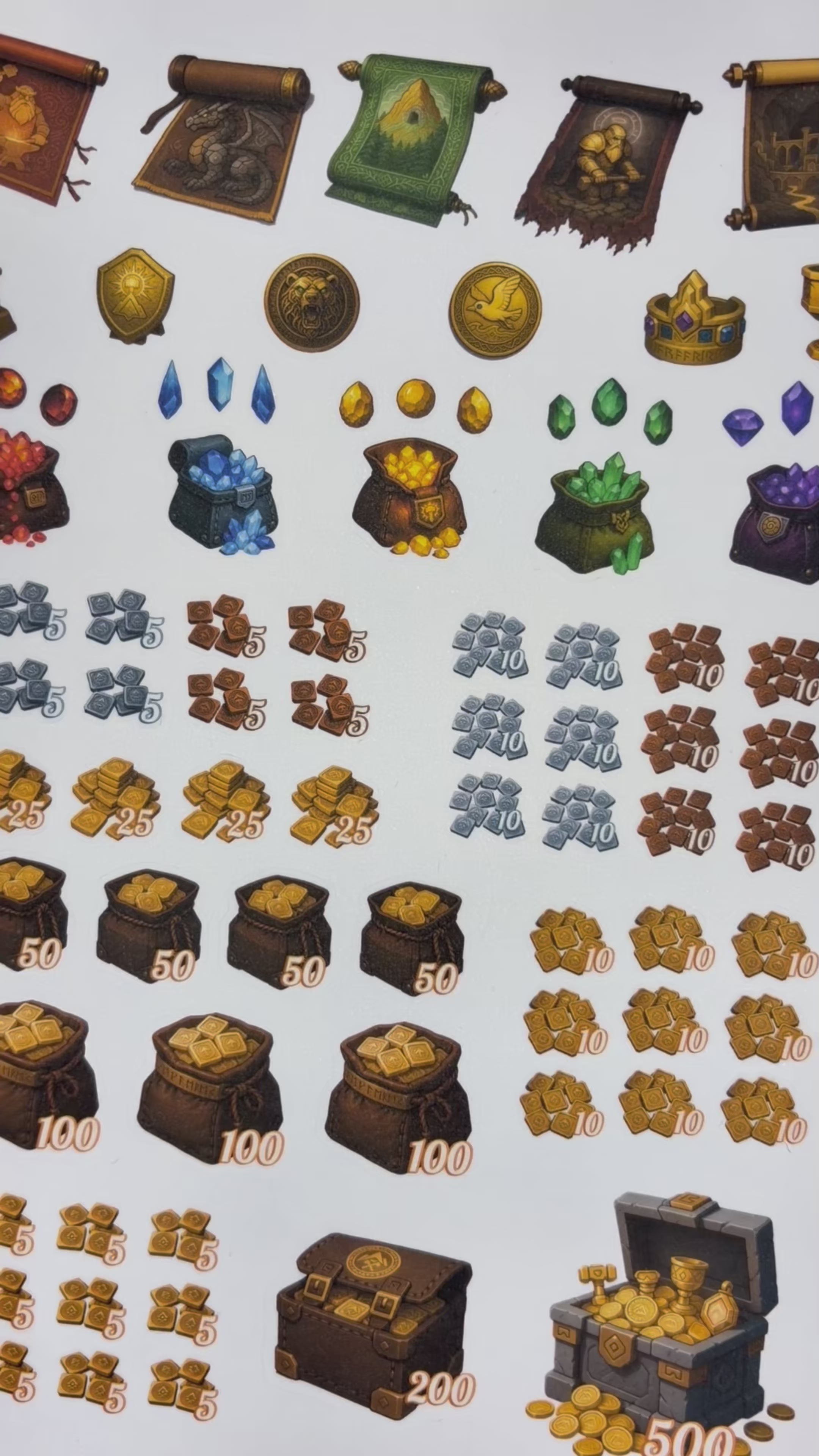 Gold Pieces (Dwarf)  - Modular Inventory Sticker Sheet for RPGs - Reusable on any paper